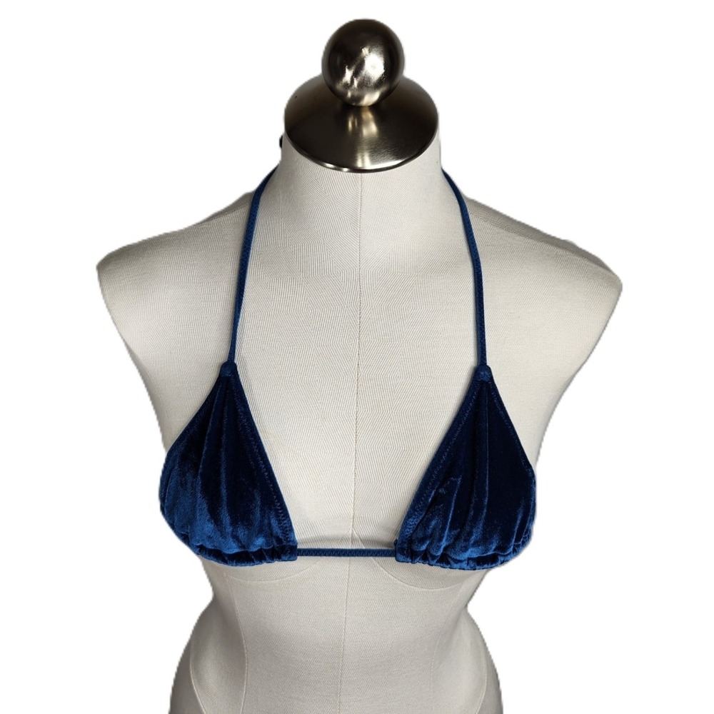 TRIANGL Vinca Freya Triangle String Bikini Top Velvet Space Blue XS Adjustable